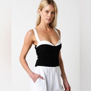 Reformation Square Neck Sleveless Crop top in black and white